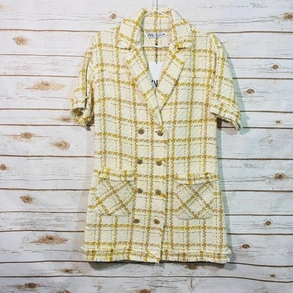 Zara Women's Multicolor‎ Jacquard Plaid Blazer Size Small